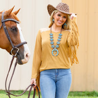 Load image into Gallery viewer, 10940 - Fringe and Sequin Long Sleeve Top
