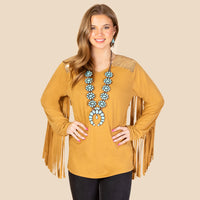 Load image into Gallery viewer, 10940 - Fringe and Sequin Long Sleeve Top

