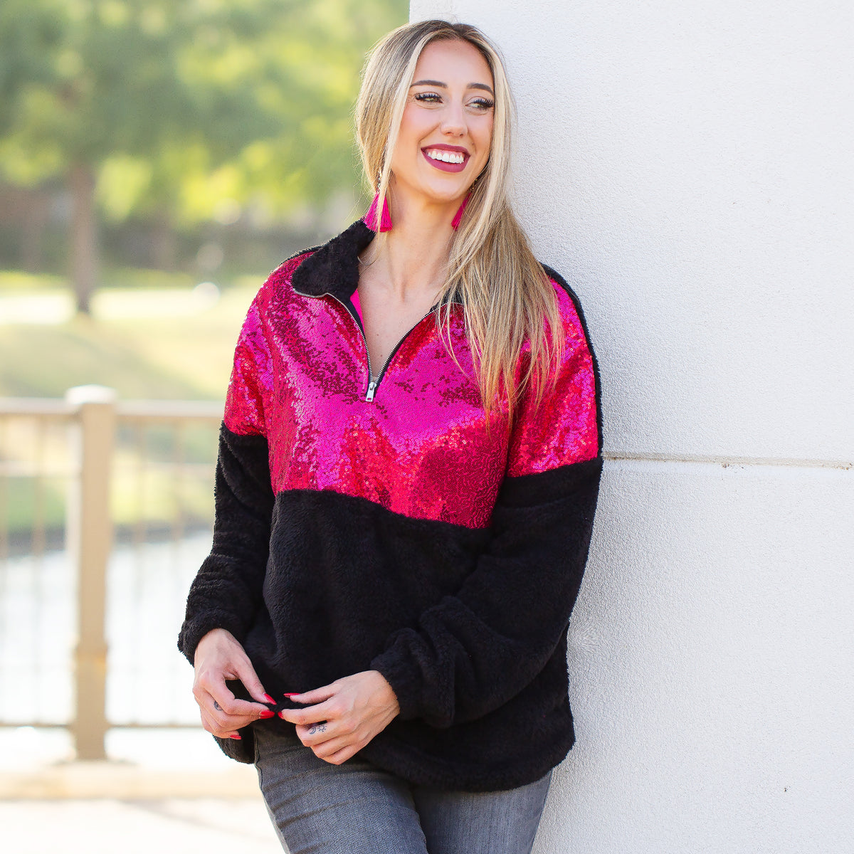 10942 - Pink Sequin Sherpa with Pockets