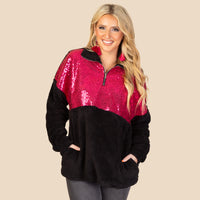 Load image into Gallery viewer, 10942 - Pink Sequin Sherpa with Pockets
