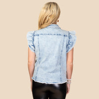 Load image into Gallery viewer, 10953 - Denim Top with Butterfly Sleeves
