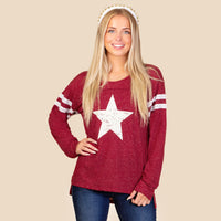 Load image into Gallery viewer, 10963 - Star Long Sleeve Top - Burgundy
