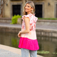 Load image into Gallery viewer, 10974 - Western Color Block Ruffle Top
