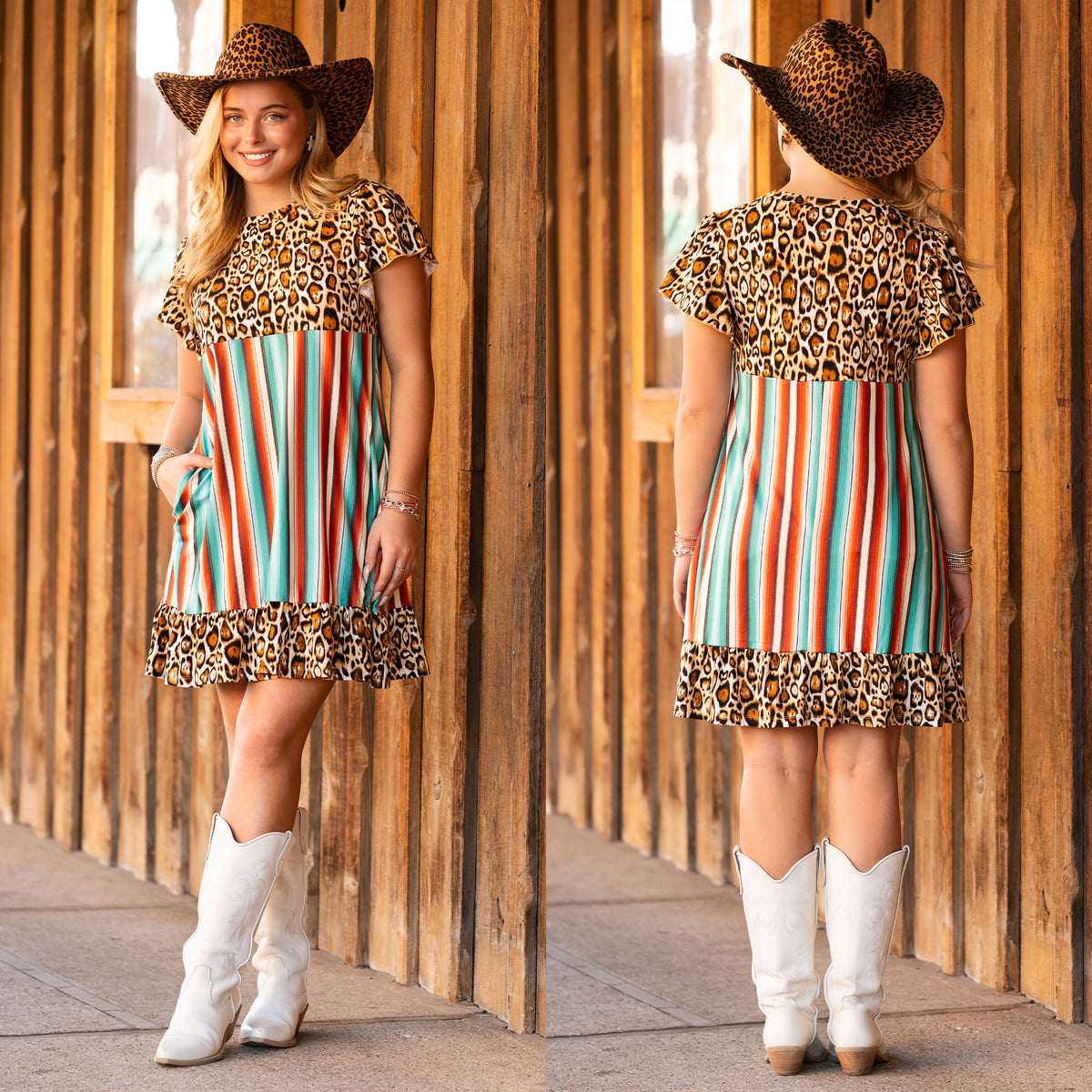 10976 - Leopard & Serape Dress with Pockets