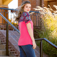 Load image into Gallery viewer, 10977 - Color Block Geometric Print Half Sleeve Top
