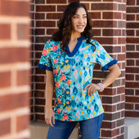 Load image into Gallery viewer, 10980 - Floral V-Neck Half Sleeve Top
