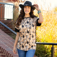 Load image into Gallery viewer, 10983 - Western Print Half Sleeve Top
