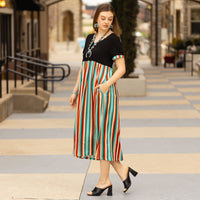 Load image into Gallery viewer, 10986 - Serape Print Half Sleeve Dress with Pockets
