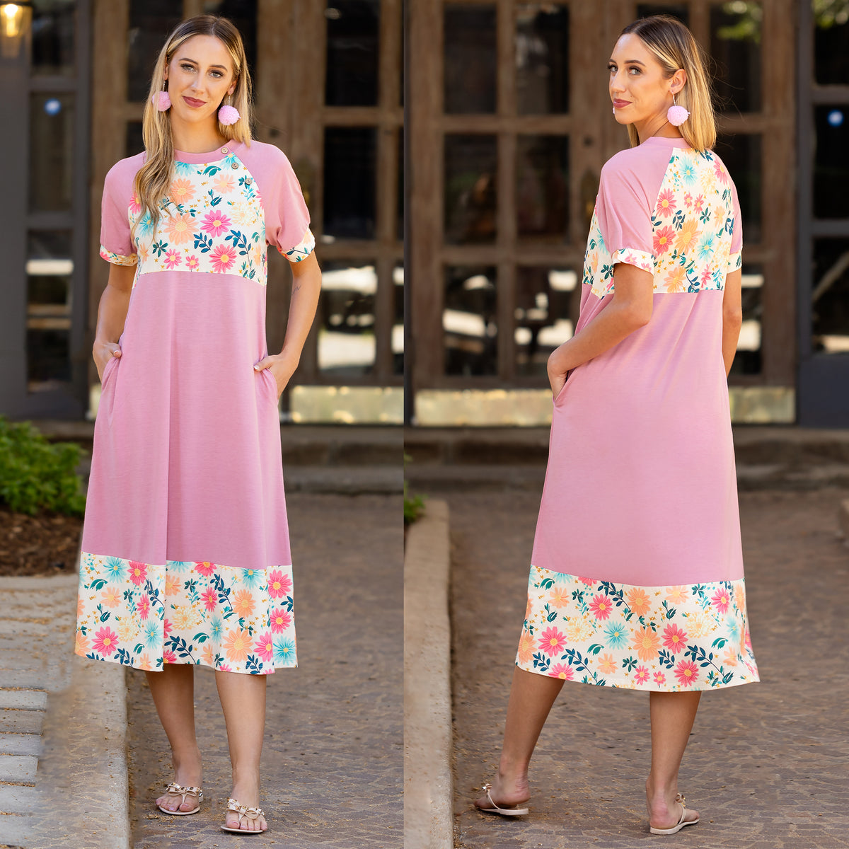 10989 - Floral Dress with Pockets