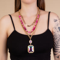 Load image into Gallery viewer, 1148 - Crystal Necklace - Fuchsia
