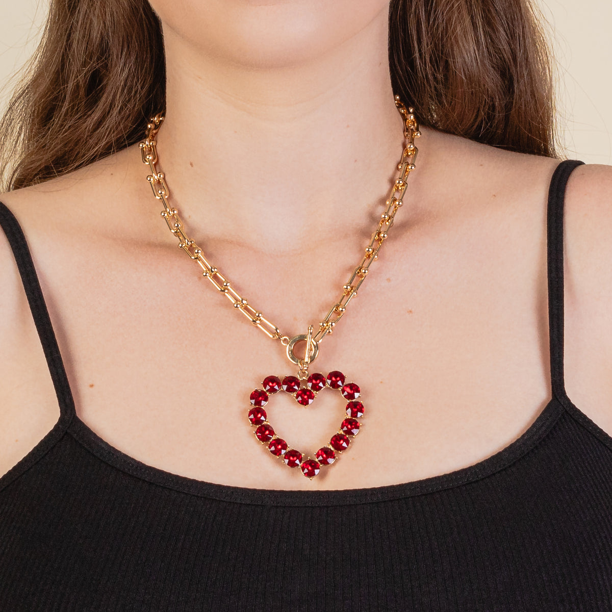 1168 - Heart Necklace - Red