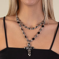 Load image into Gallery viewer, 1179 - Crystal Cross Necklace - Black
