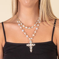 Load image into Gallery viewer, 1179 - Crystal Cross Necklace - Clear
