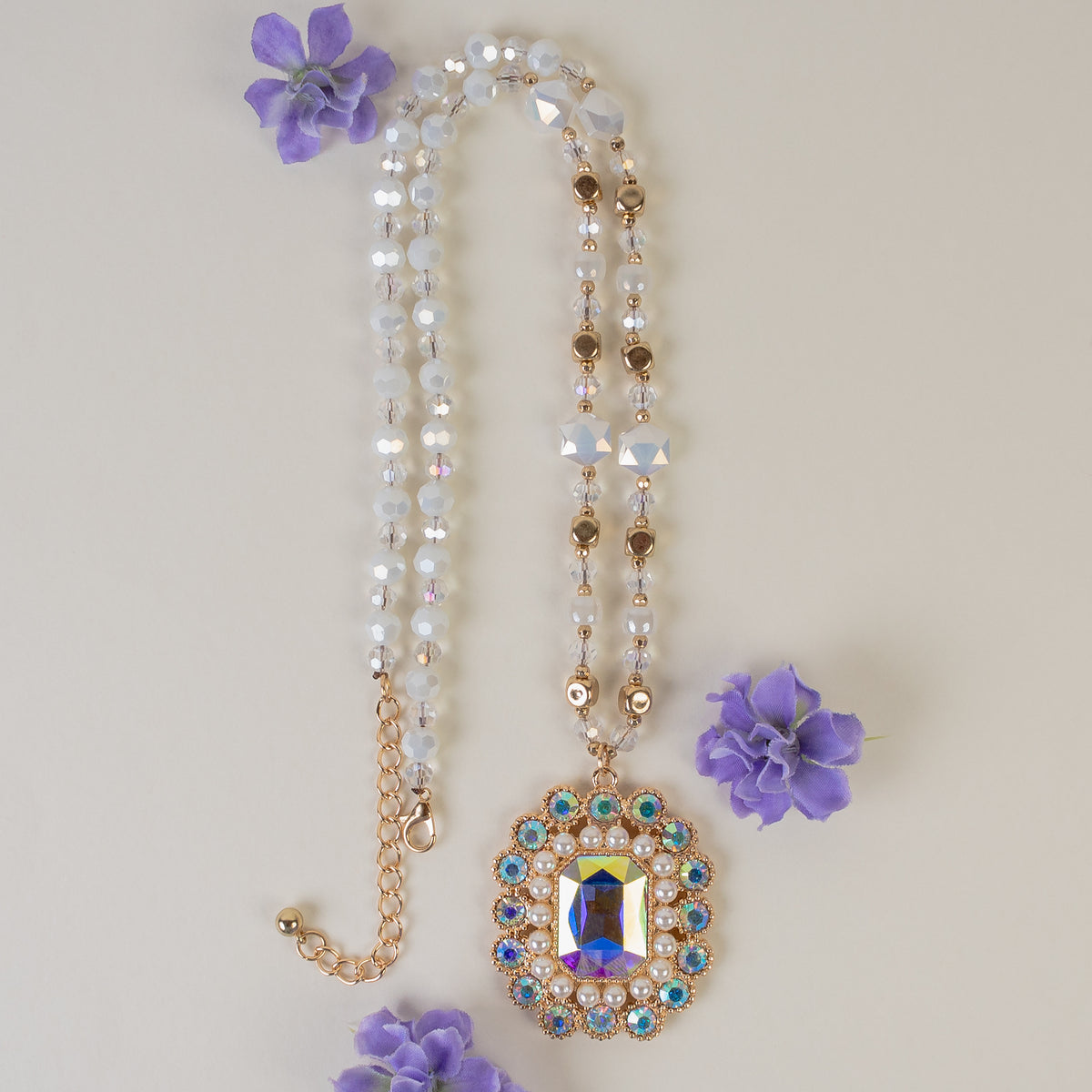 1180 - Crystal Pendant Necklace - AB