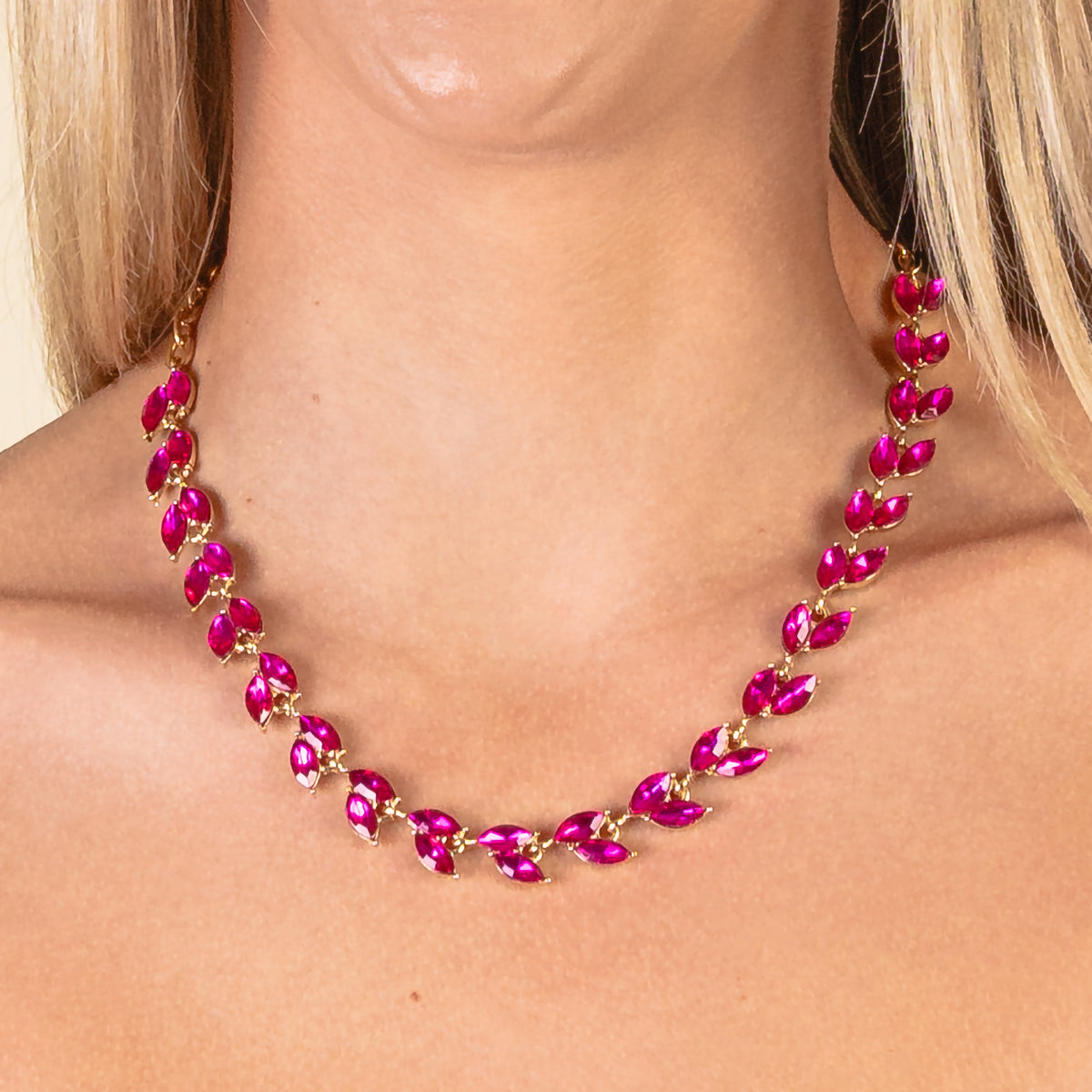 1190 - Crystal Necklace - Fuchsia