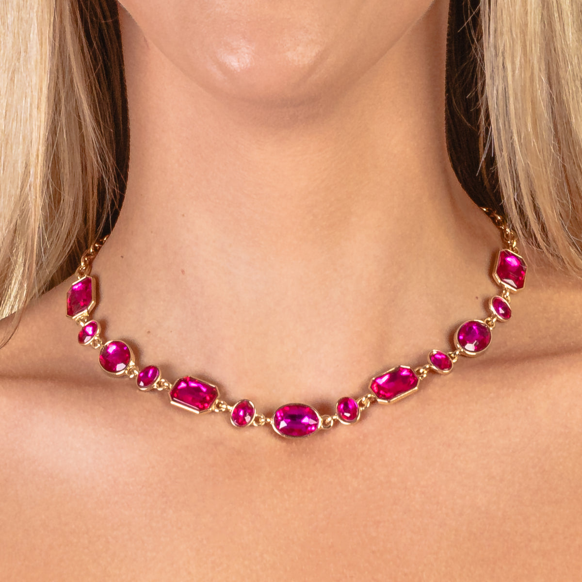 1191 - Crystal Choker - Fuchsia