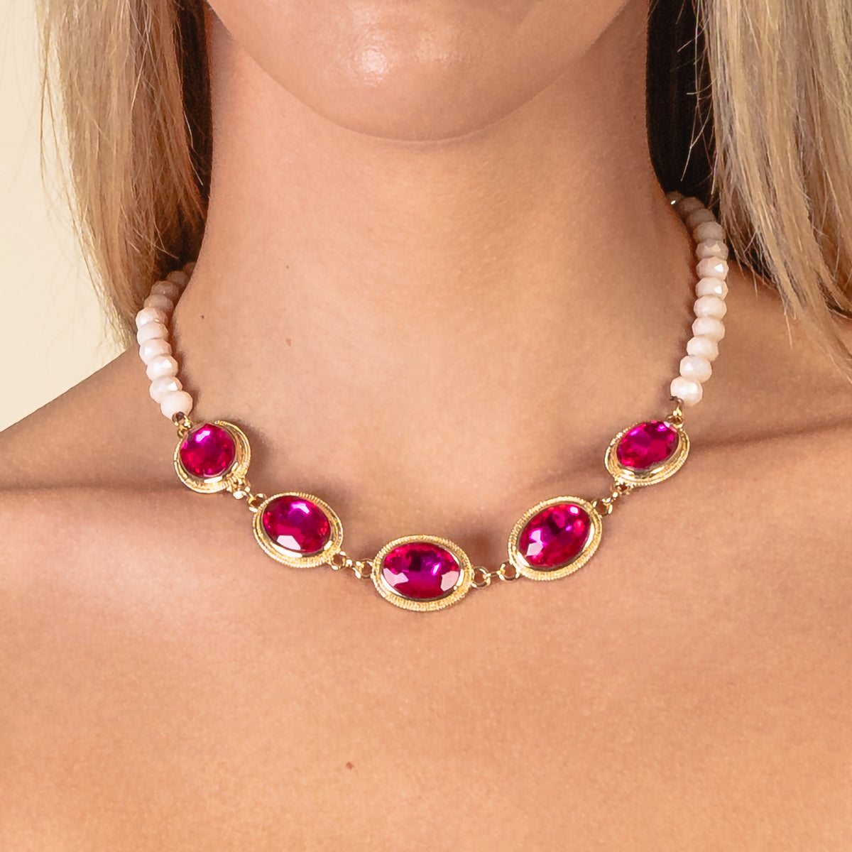 1194 - Crystal Choker - Fuchsia