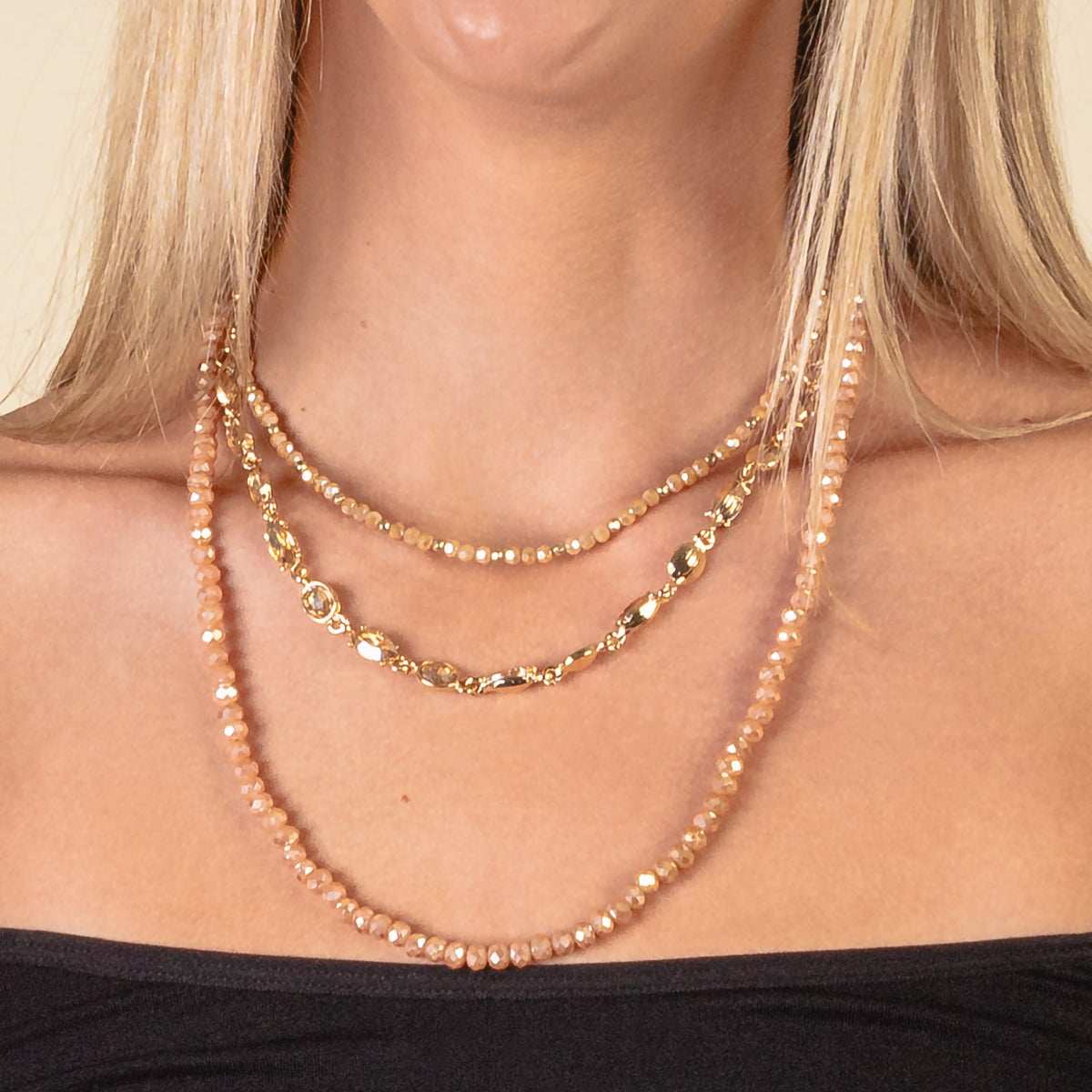 1200 - Crystal Necklace - Champagne