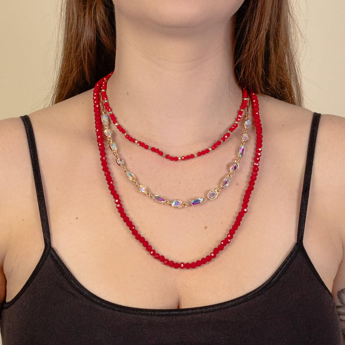 1200 - Crystal Necklace - Red