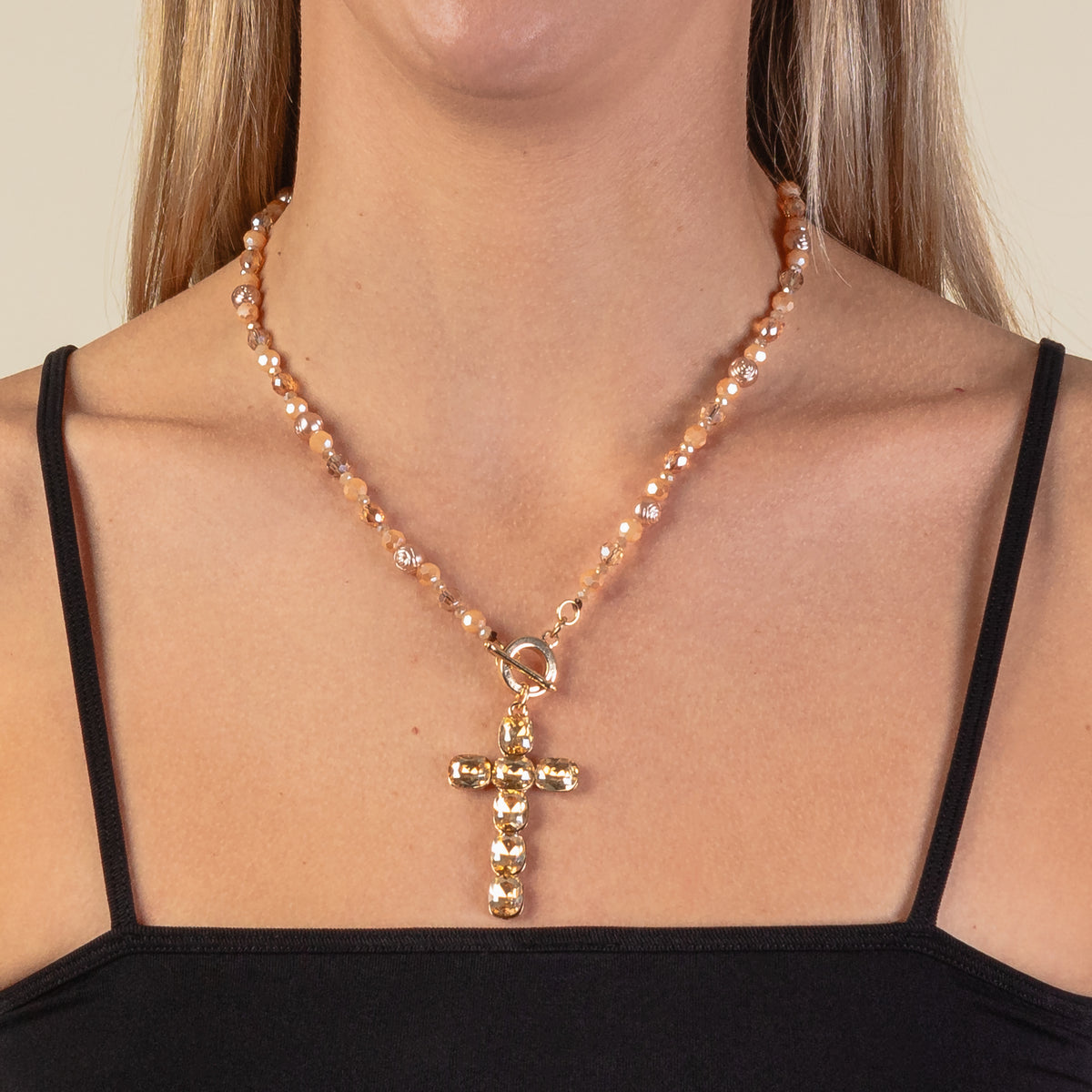 1216 - Dainty Cross Necklace - Gold