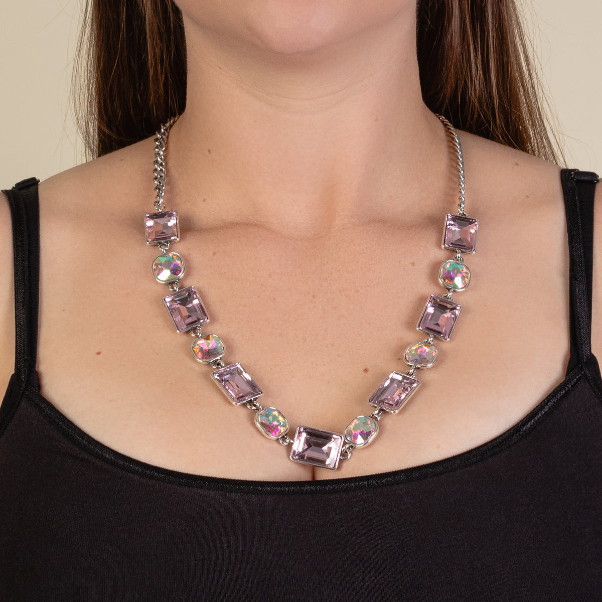 1241 - Crystal Necklace - Pink