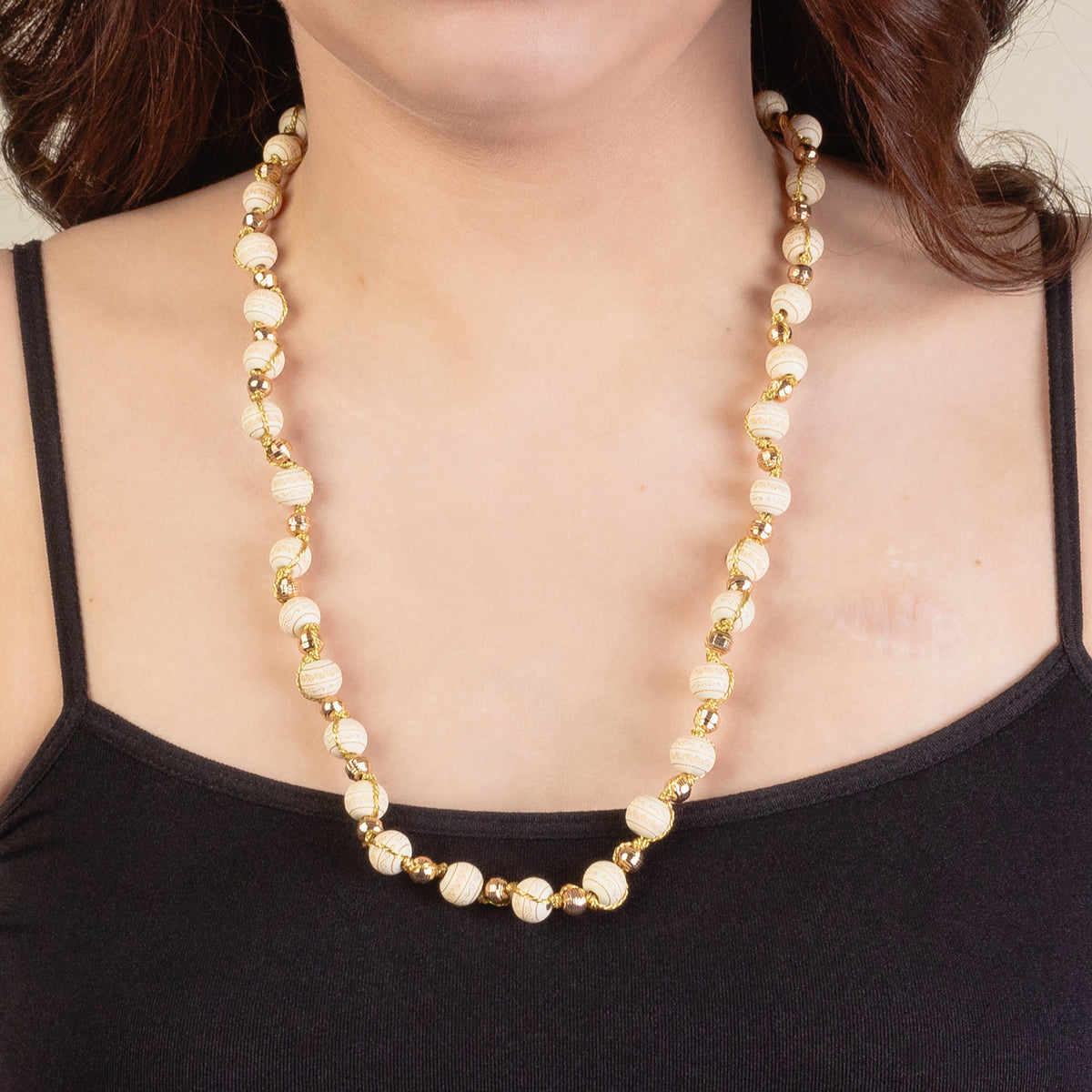 1260 - Beaded Necklace - Beige