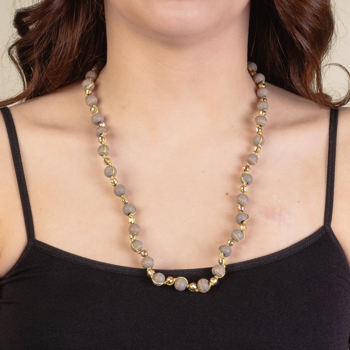 1260 - Beaded Necklace - Grey