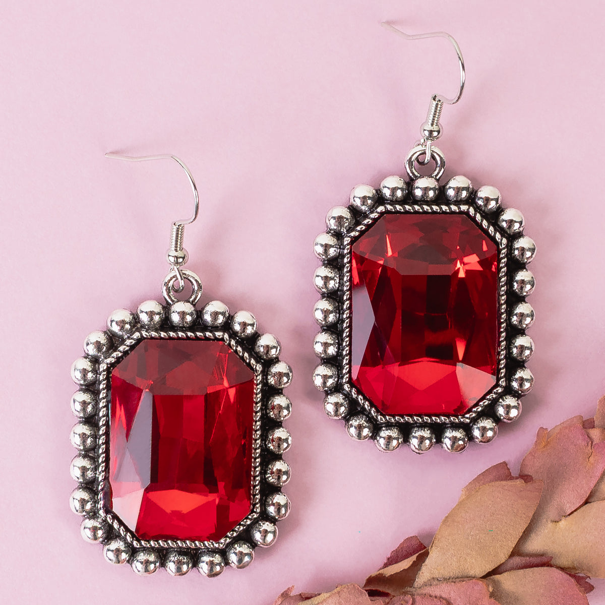 13027 - Crystal Earrings - Red