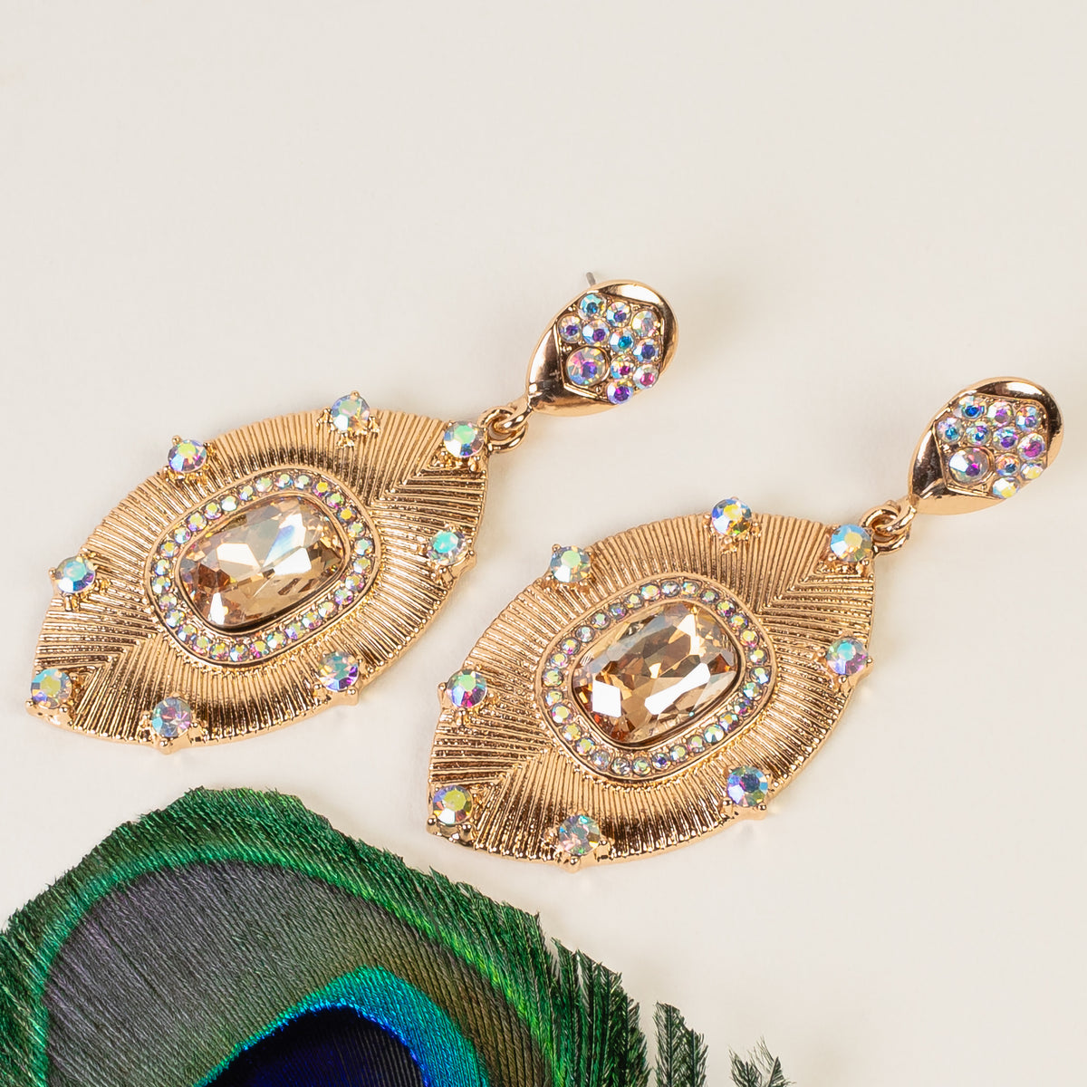 1316 - Rhinestone Earrings - Gold