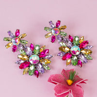Load image into Gallery viewer, 1325 - Rhinestone Flower Earrings - Multi
