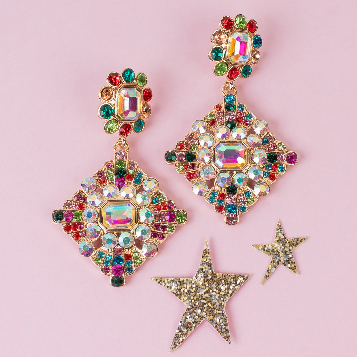 1337 - Rhinestone Earrings - Multi