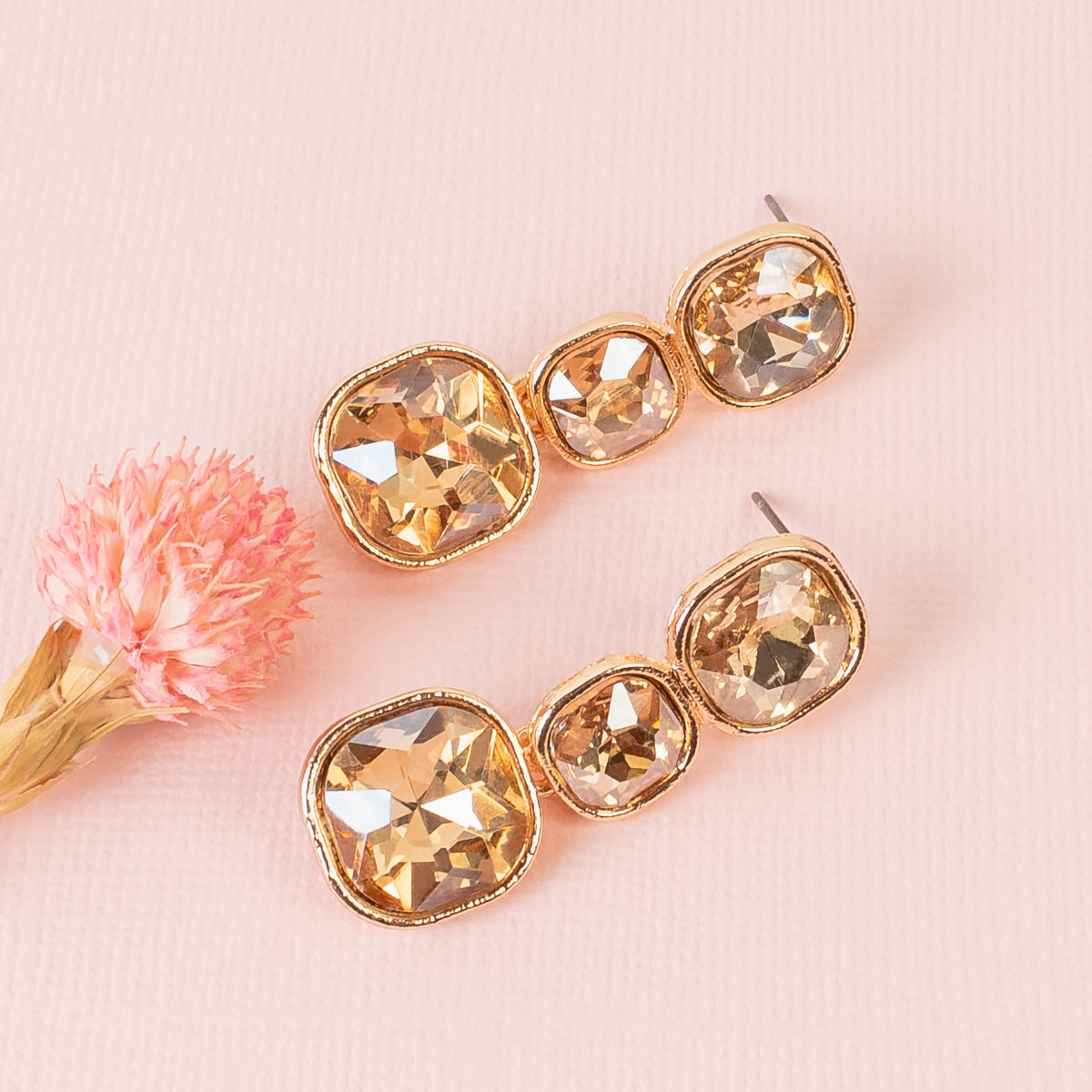 1341 - Crystal Earrings - Gold