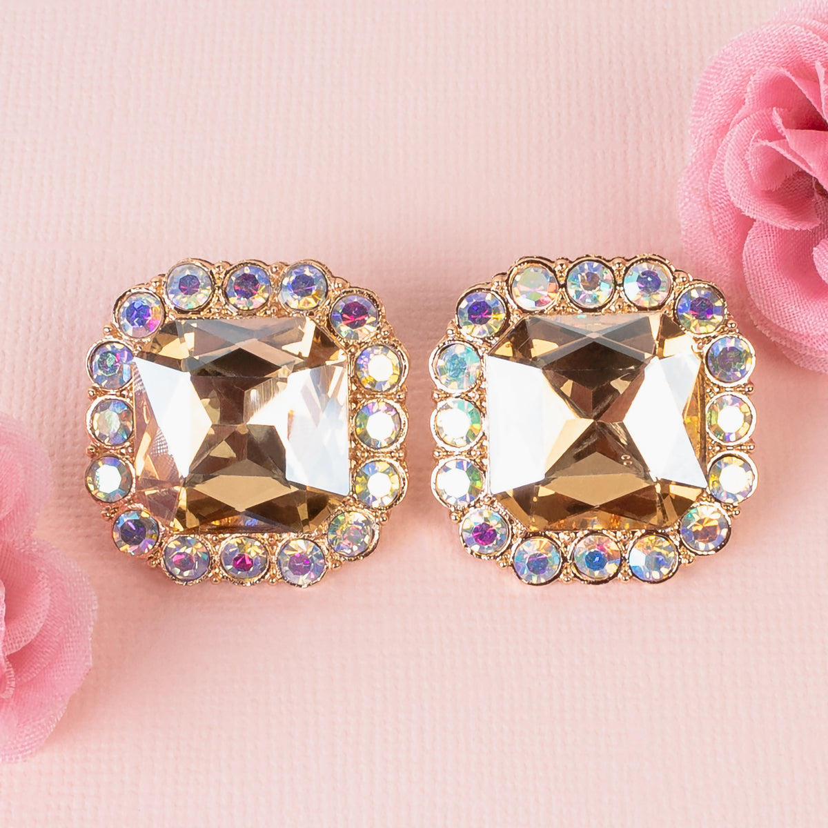 1345 - Crystal Earrings - Gold