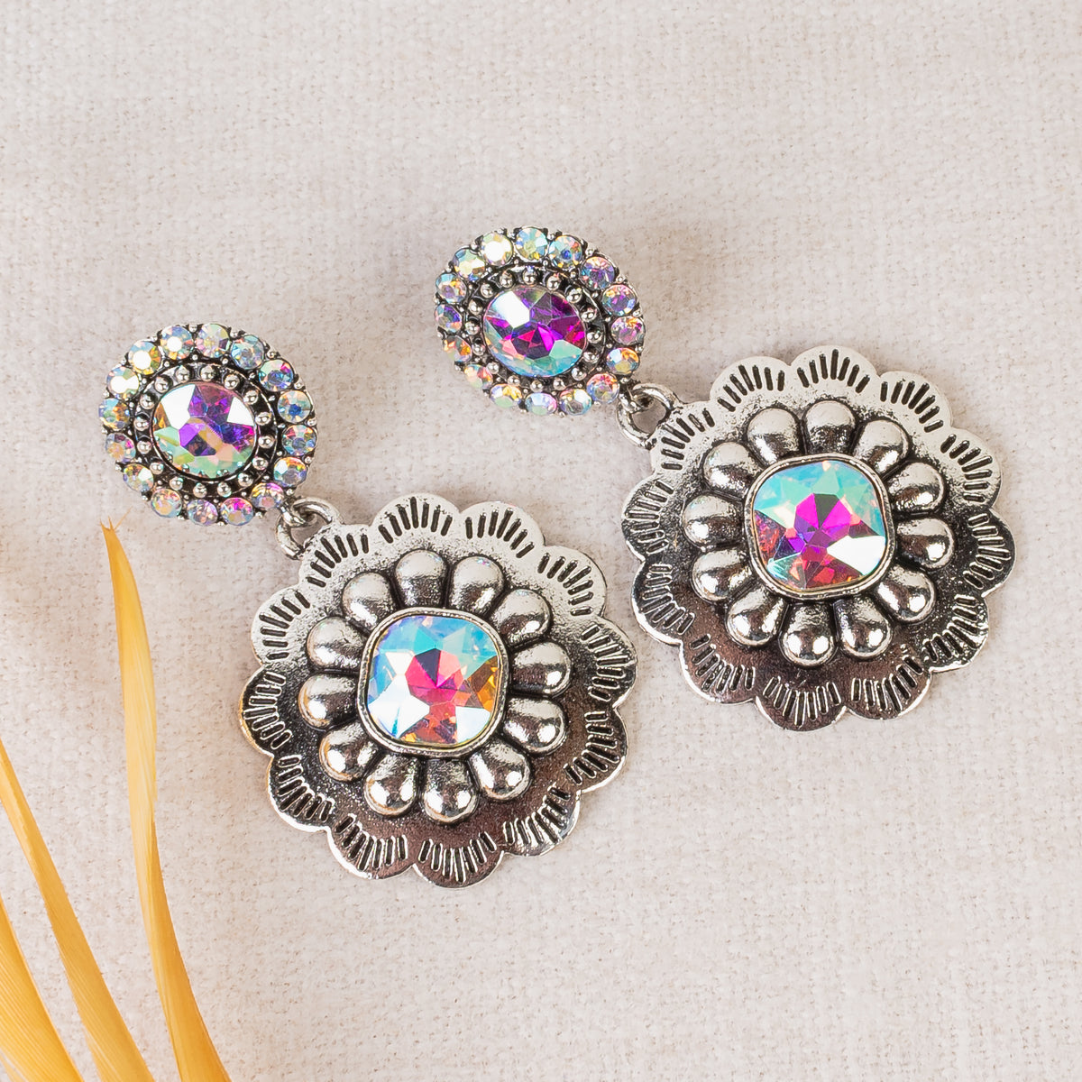 1347 - Crystal Squash Blossom Earrings - AB