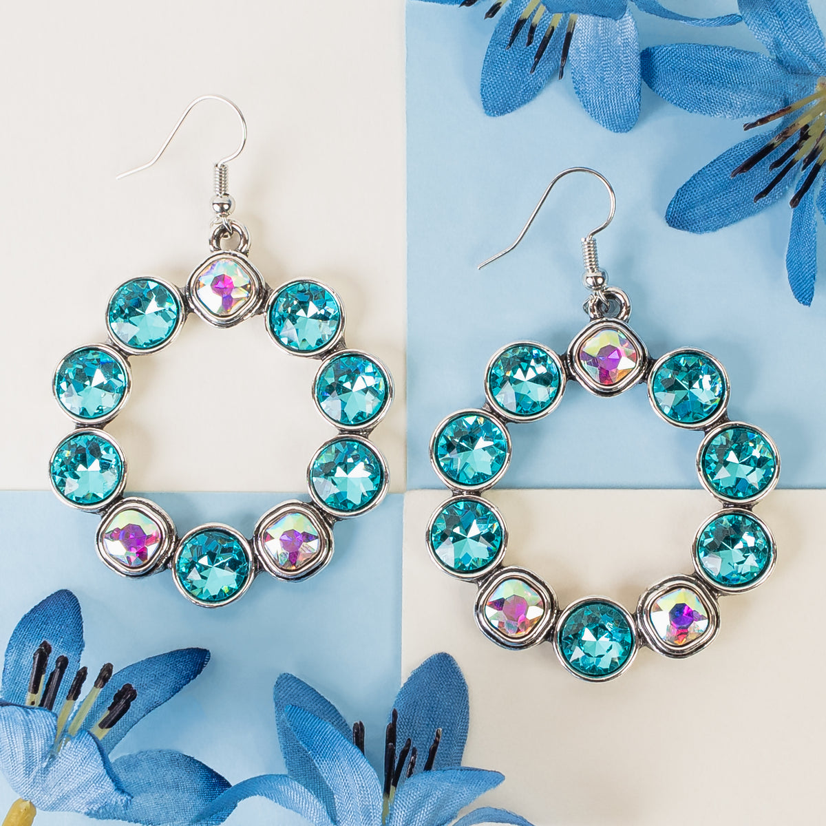 1349 - Crystal Earrings - Turquoise