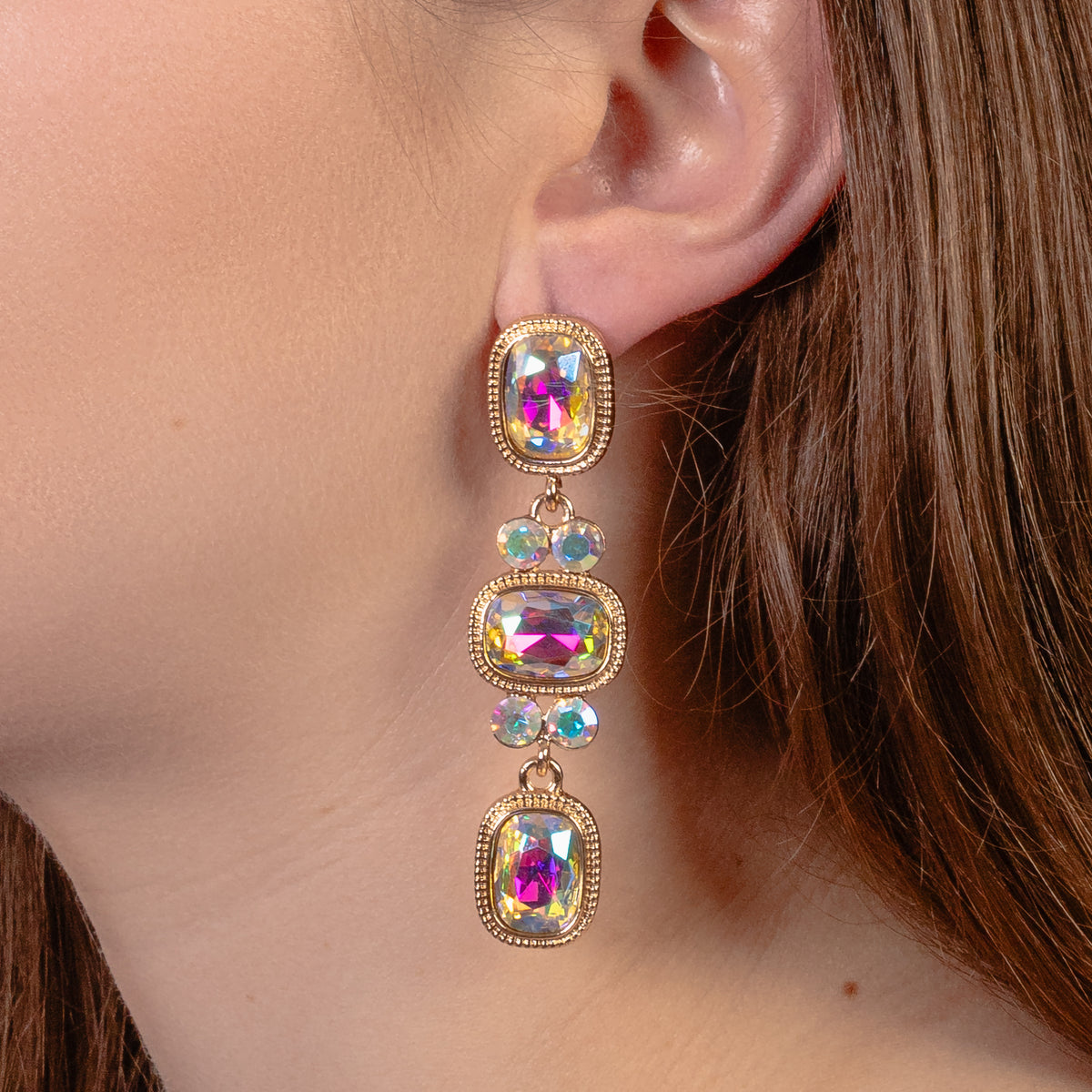 1350 - Crystal Drop Earrings - AB