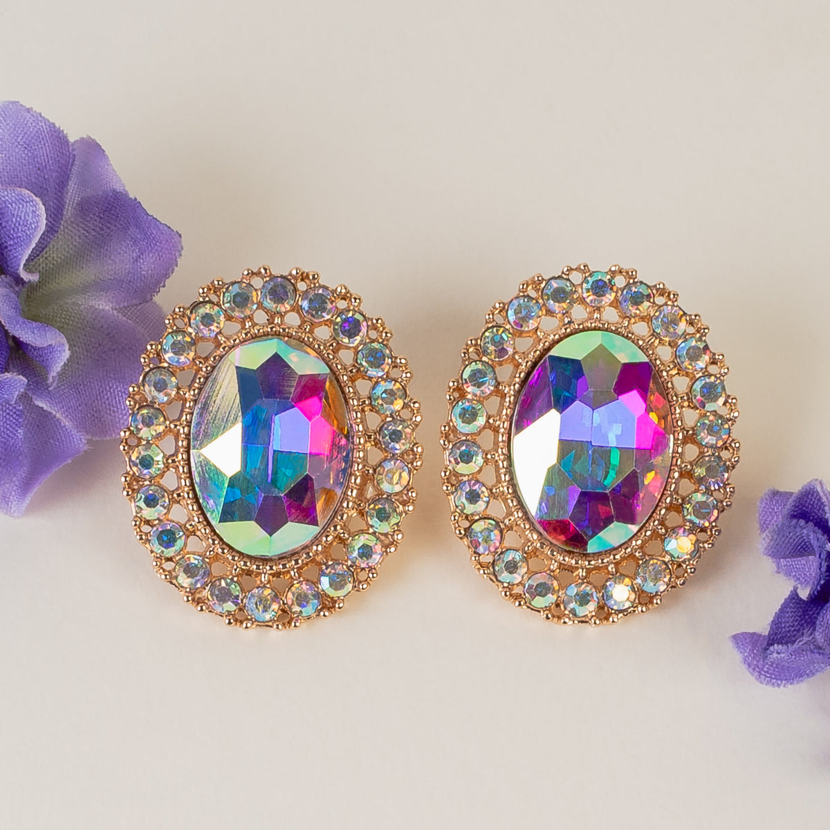 1352 - Rhinestone Earrings - AB