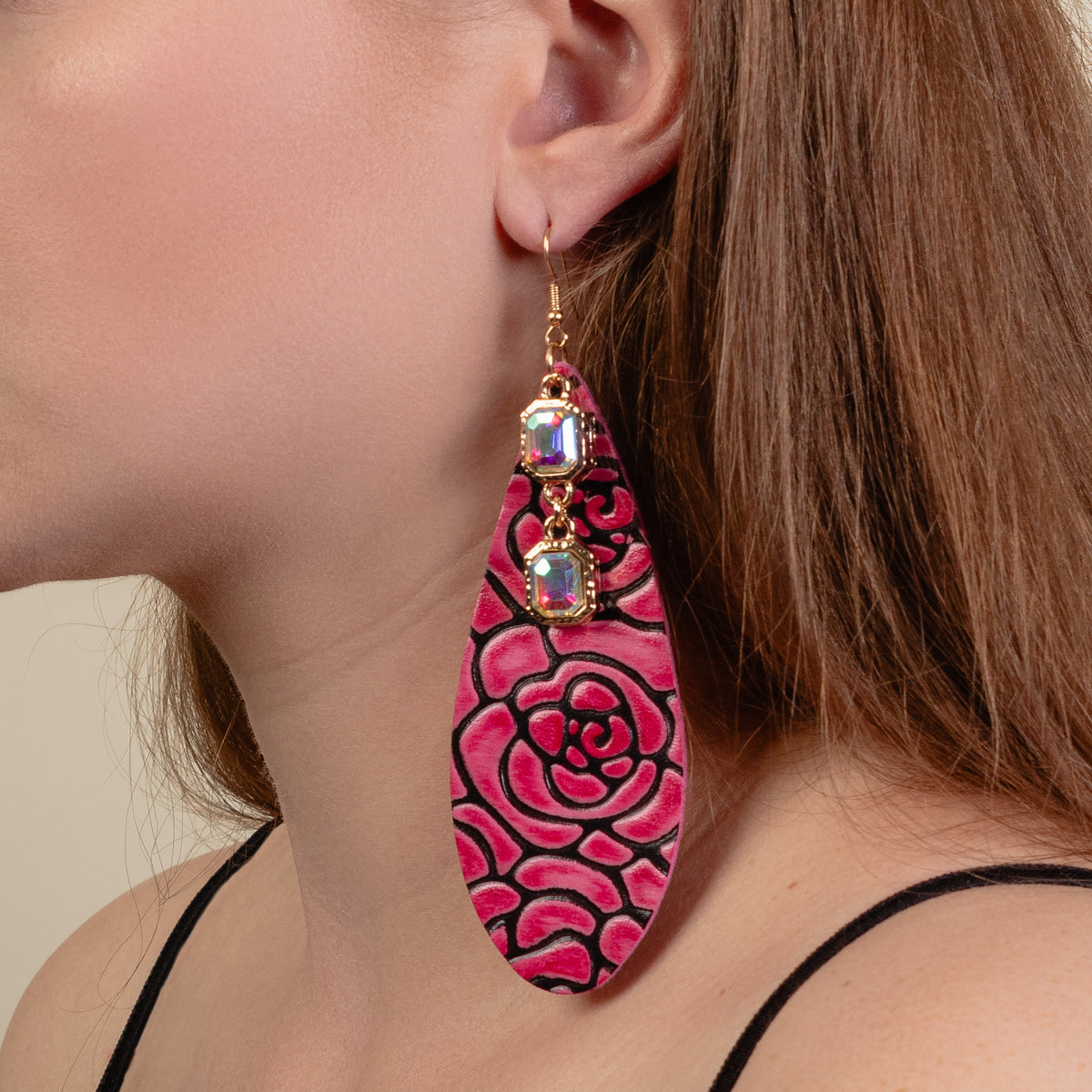 1360 - Western Drop Earrings - Fuchsia