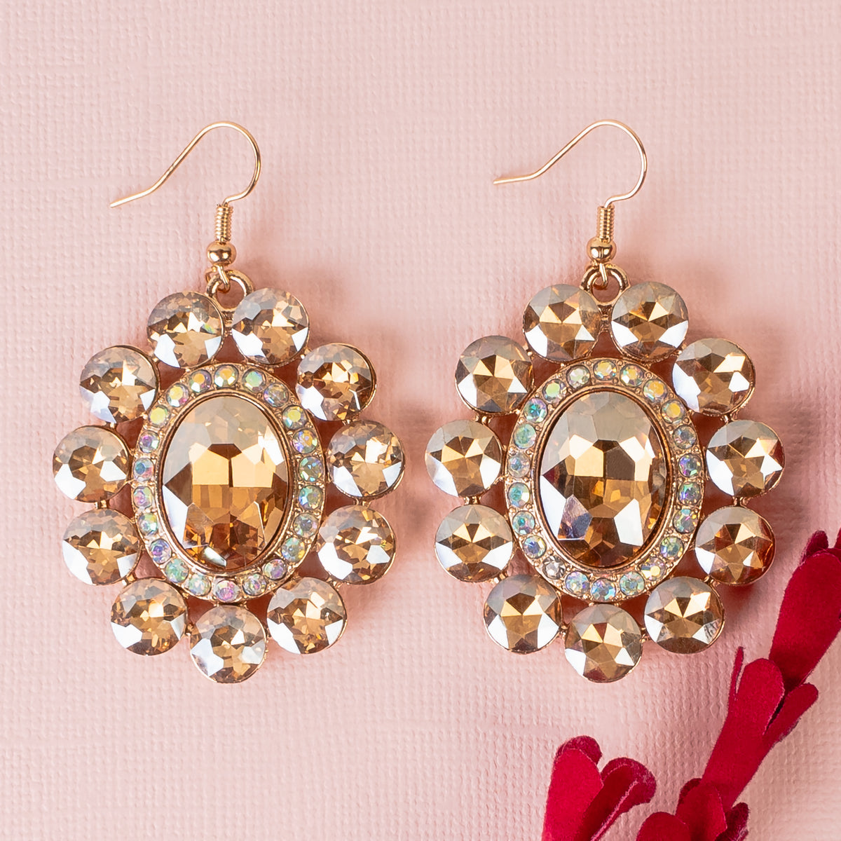 1369 - Crystal Drop Earrings - Gold
