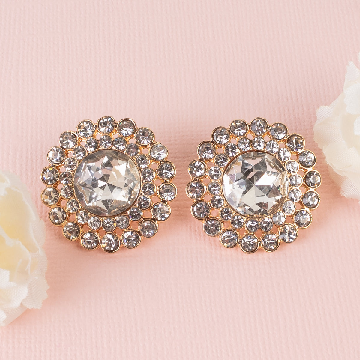 1370 - Crystal Stud Earrings - Clear