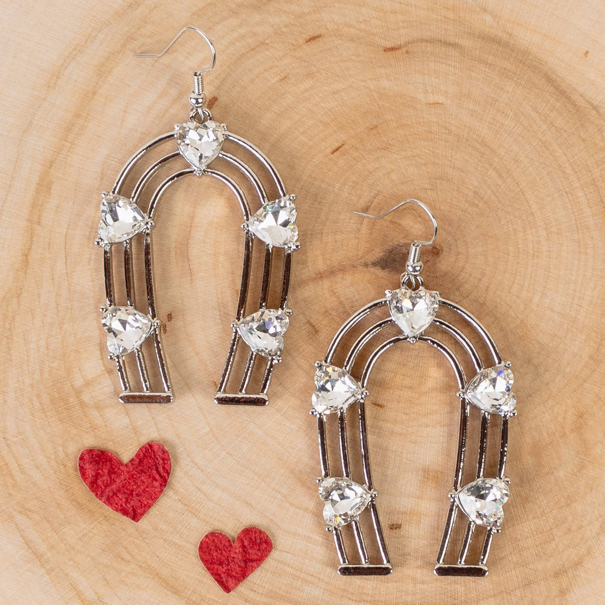 1372 - Crystal Heart Earrings - Clear