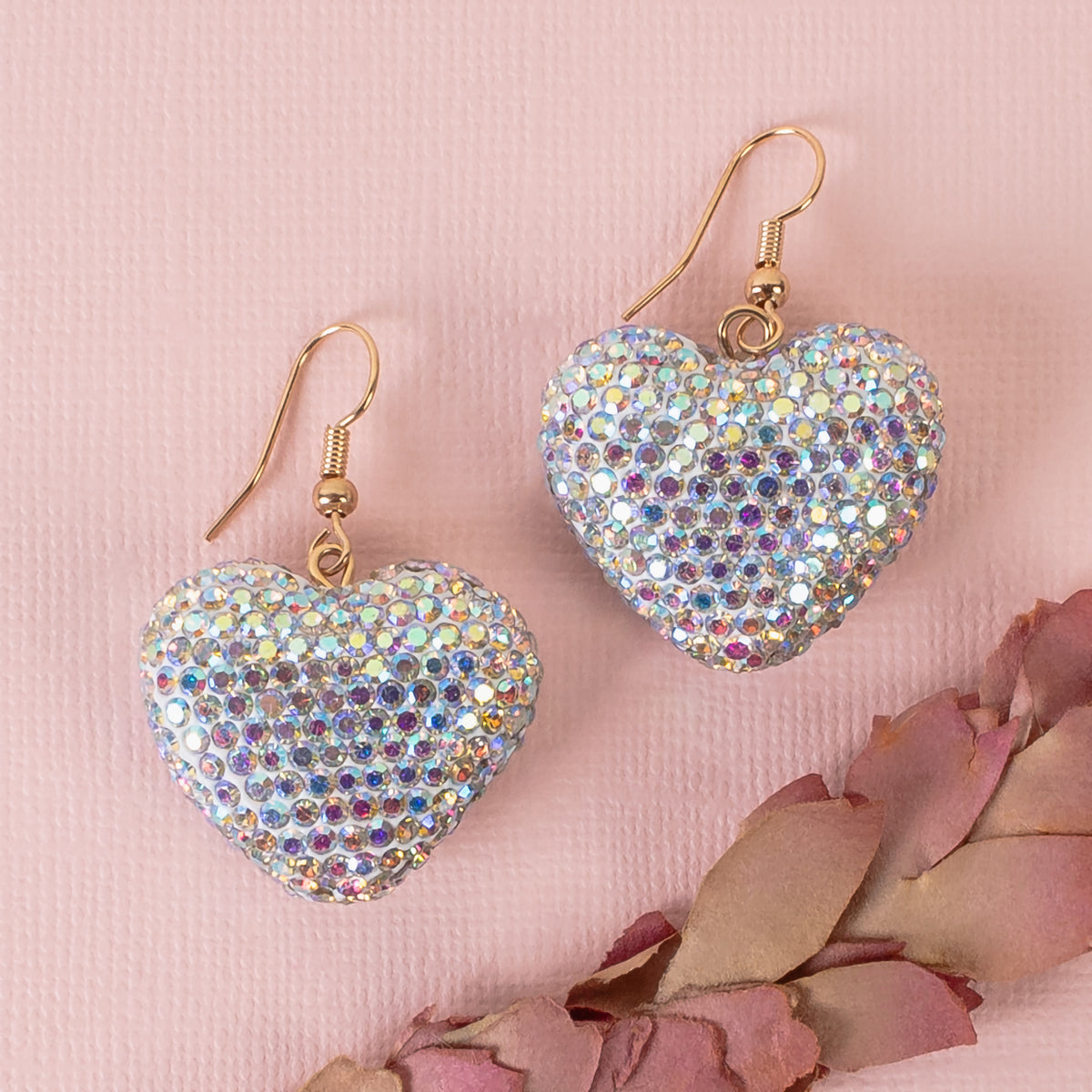 1398 - Crystal Heart Earrings - AB