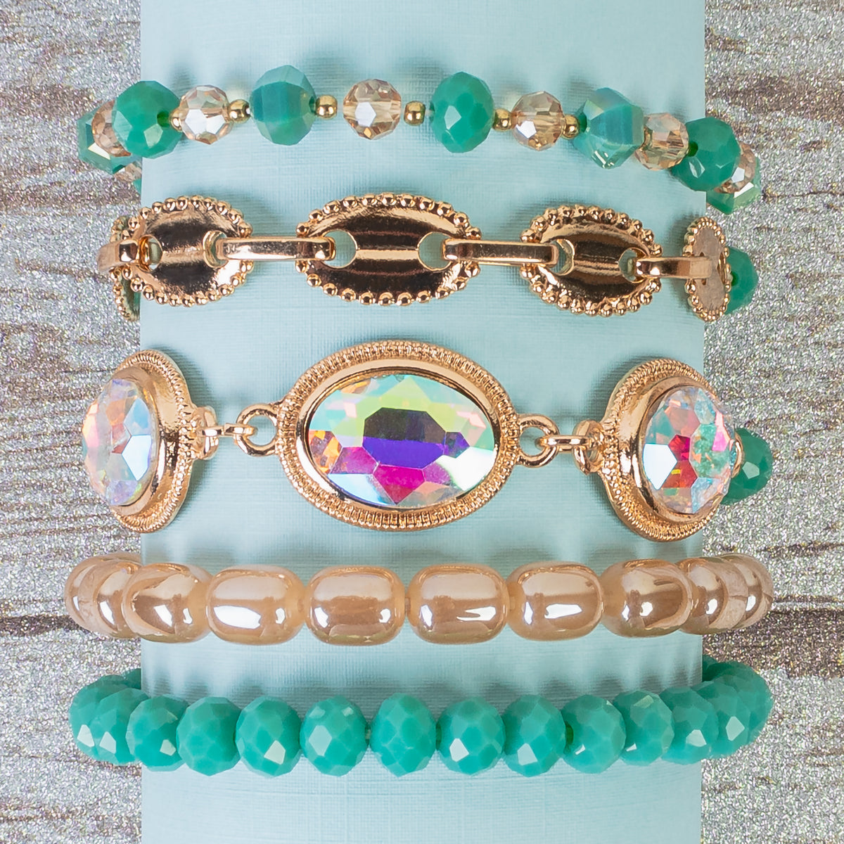 1423 - Beaded Stacked Bracelets - Turquoise