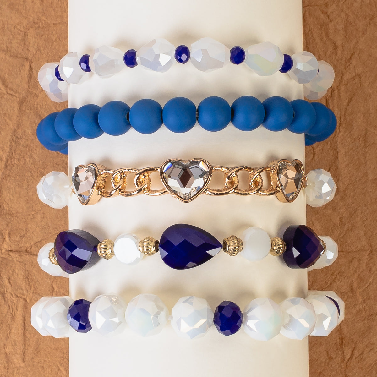 1426 - Beaded Stacked Bracelets - Royal Blue