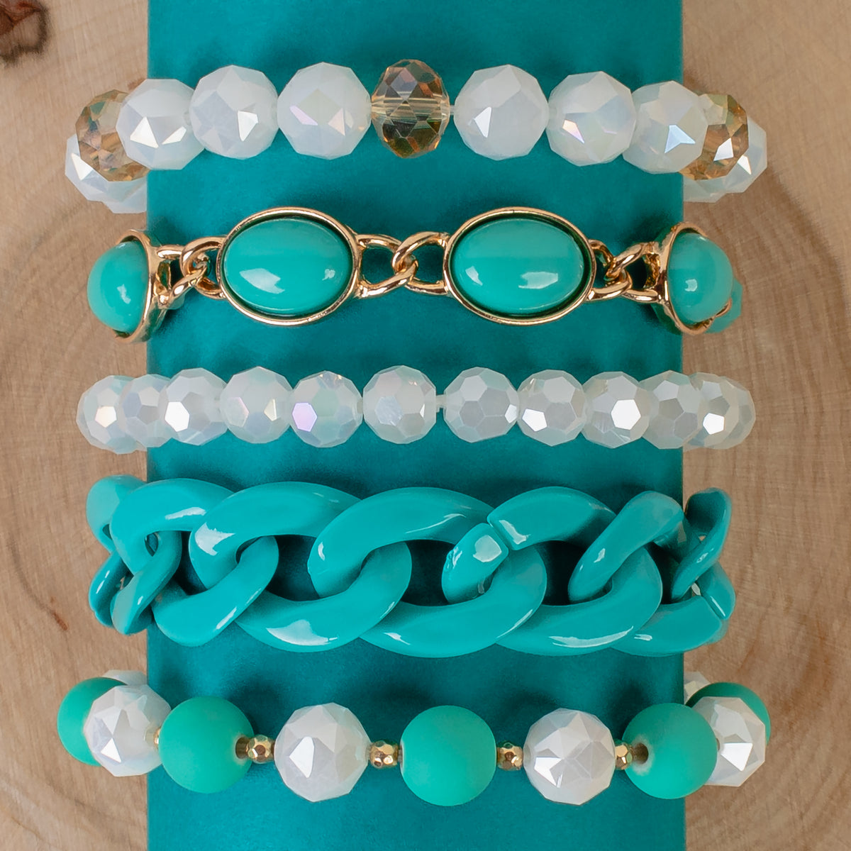 1429 - Beaded Stacked Bracelets - Turquoise