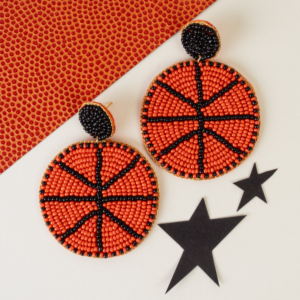 2009 - Beaded Basketball Earrings - Orange