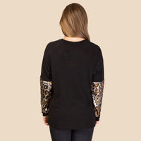 Load image into Gallery viewer, 20101 - Knit Waffle Top with Leopard Sequin
