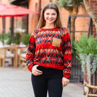 Load image into Gallery viewer, 20141 - Abstract Print Western Long Sleeve Top
