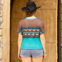 Load image into Gallery viewer, 20154 - Leopard and Aztec Print Half Sleeve Top
