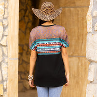 Load image into Gallery viewer, 20154 - Leopard and Aztec Print Half Sleeve Top
